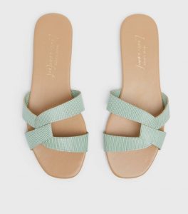 New Look Faux Croc Light Green Twist Slippers