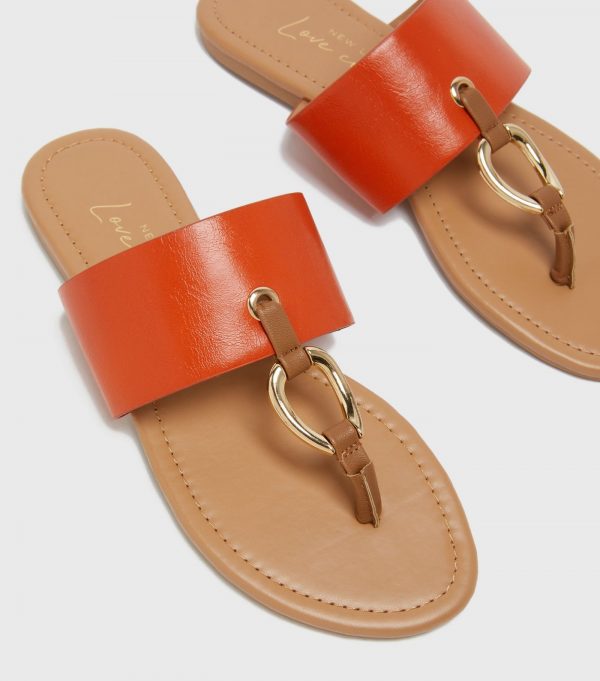 New Look Orange Metal Ring Sandal