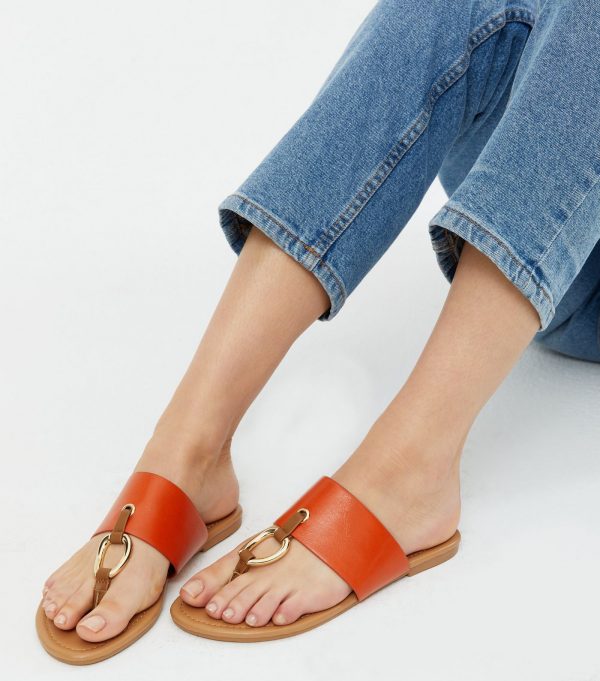 New Look Orange Metal Ring Sandal